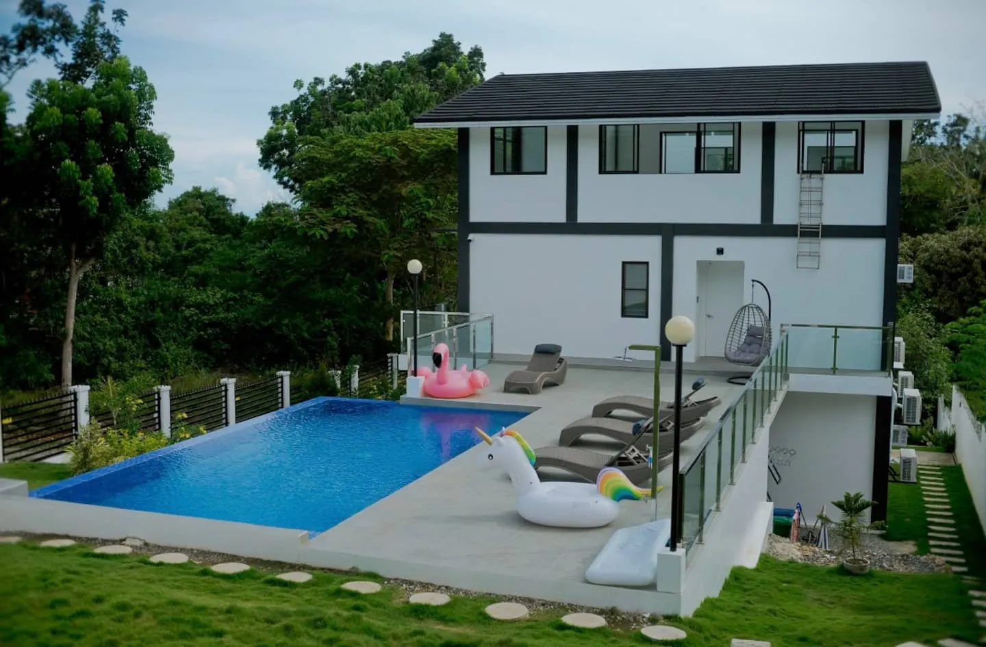 Pool and villa exterior